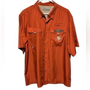 SPIDERWIRE (L) ORANGE FISHING BUTTON DOWN QUICK DRY SHIRT PRE-OWNED‎